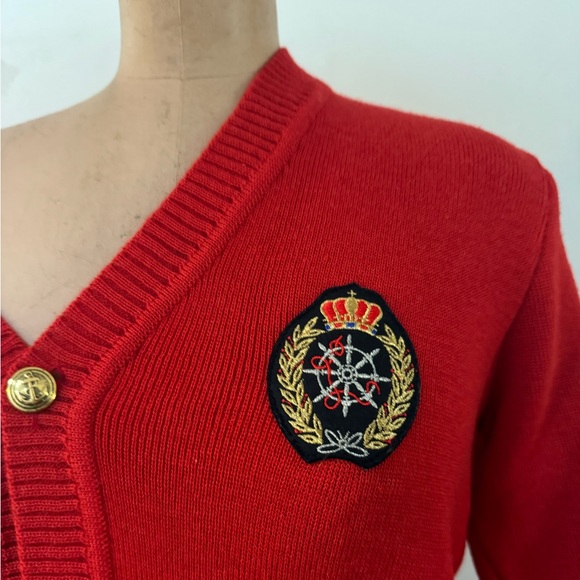 vintage deadstock ARMOR-LUX red wool cardigan made in France MEDIUM - Picture 3 of 10